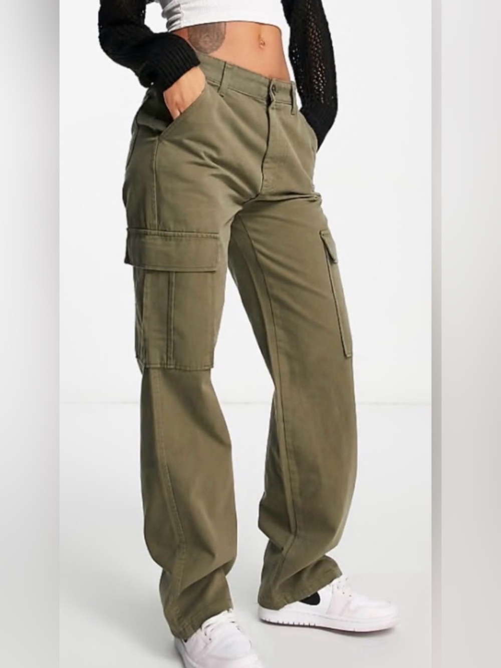 Stradivarius Green Cargo Pants